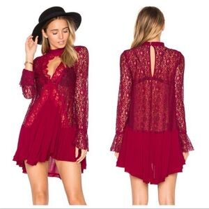 Free People Red Lace Tunic size small worn once